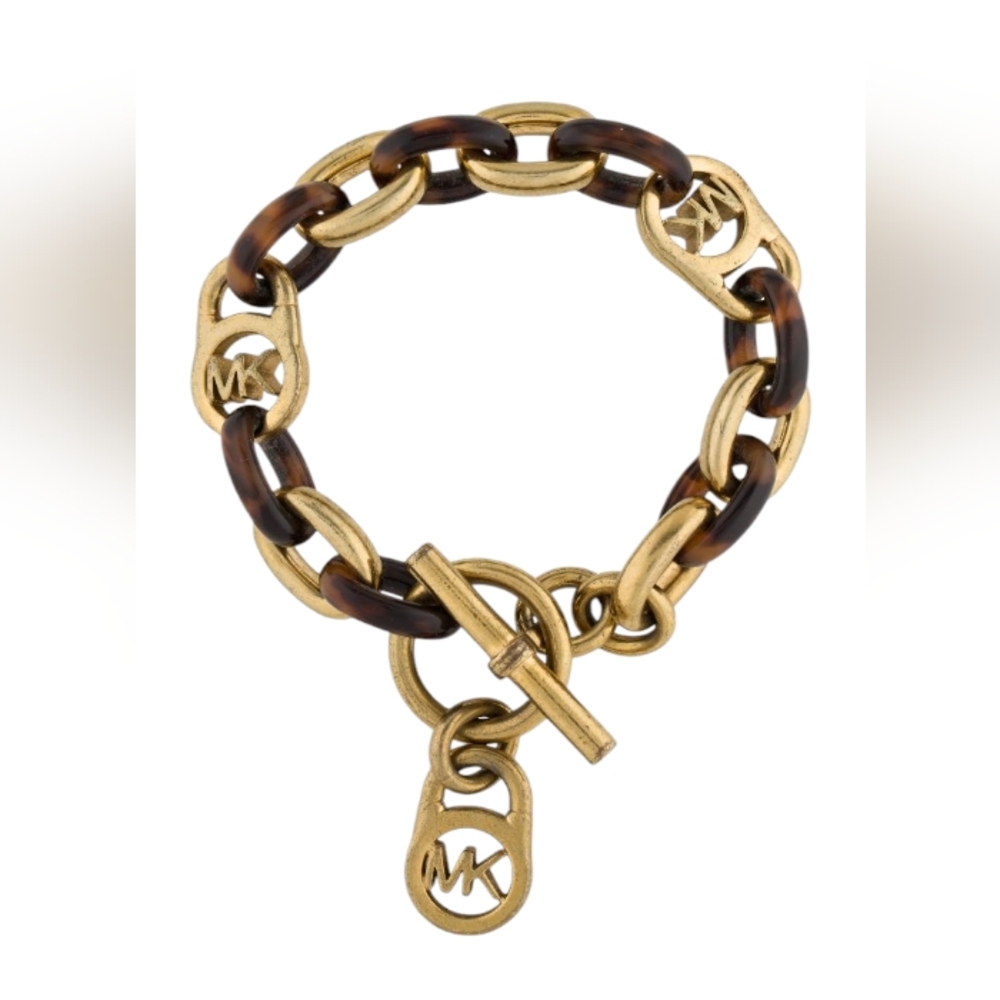 Michael Kors Gold Chunky Resin Fulton Heritage Padlock women's Bracelet